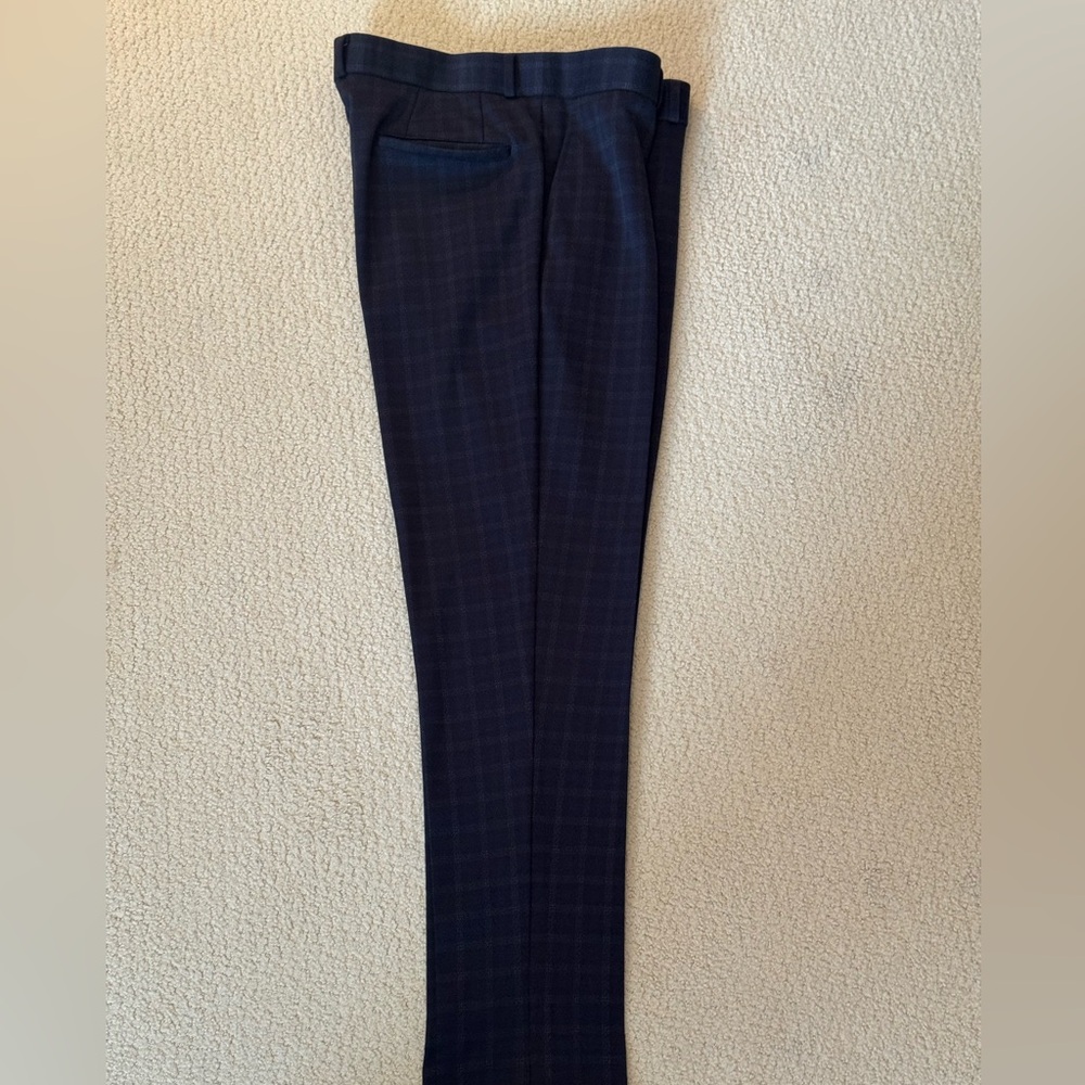 State & Liberty Navy Plaid Dress Athletic Fit Stretch Pants